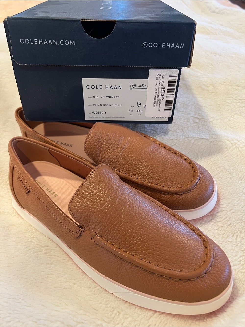 NWT Cole Haan Nantucket 2.0 Venetian Loafers 9B Pecan Grain Leather - Picture 5 of 7